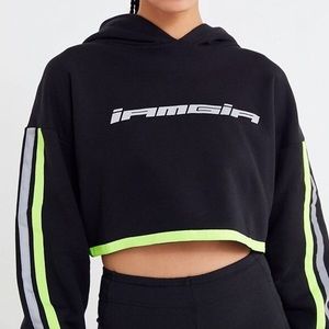 I AM GIA Mercury Reflective Cropped Hoodie